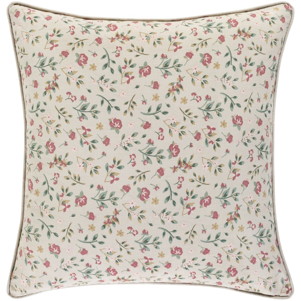 Surya Floret Light Beige Pillow Shell With Down Insert 20"H X 20"W Surya Floret Light Beige Pillow Shell With Down Insert 20"H X 20"W