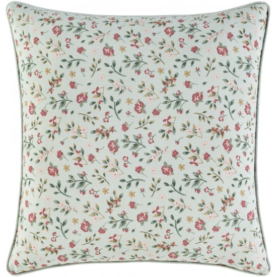 Surya Floret Rose Pillow Shell With Down Insert 20"H X 20"W