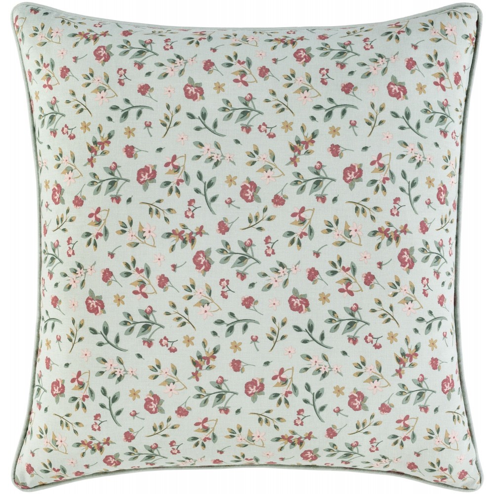 Surya Floret Rose Pillow Shell With Down Insert 20"H X 20"W