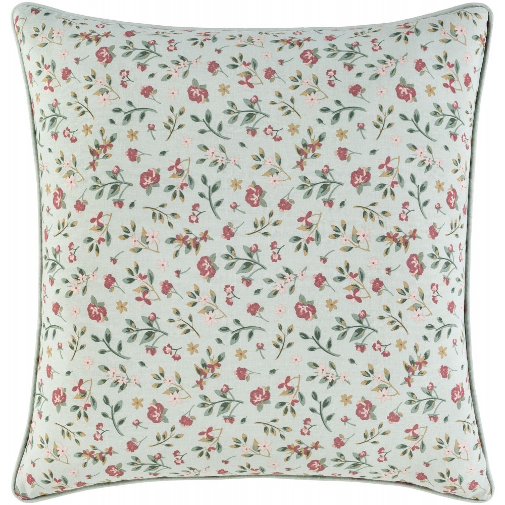 Surya Floret Rose Pillow Shell With Polyester Insert 20"H X 20"W Surya Floret Rose Pillow Shell With Polyester Insert 20"H X 20"W