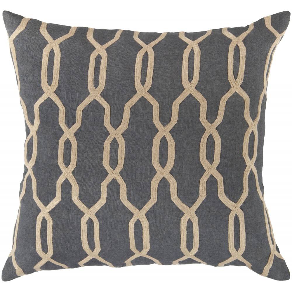 Surya Gates Dark Blue Pillow Shell With Polyester Insert 18"H X 18"W Surya Gates Dark Blue Pillow Shell With Polyester Insert 18"H X 18"W