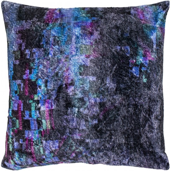 Surya Glitch Black Pillow Shell With Down Insert 18"H X 18"W