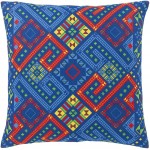 Surya Global Brights Gbt-002 Blue Pillow Shell With Down Insert 18"H X 18"W