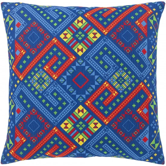 Surya Global Brights Gbt-002 Blue Pillow Shell With Down Insert 18"H X 18"W