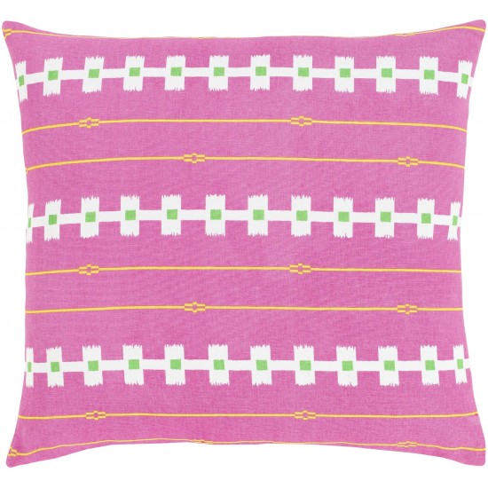 Surya Global Brights Pink Pillow Shell With Down Insert 18"H X 18"W