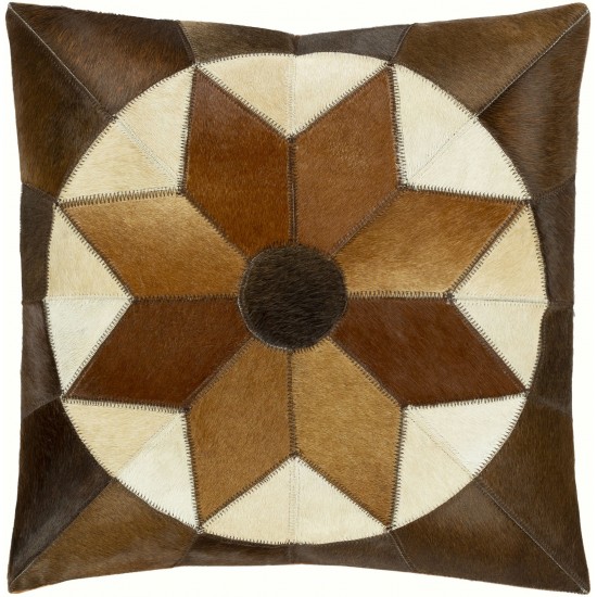 Surya Hacienda Beige Pillow Shell With Down Insert 18"H X 18"W