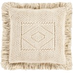 Surya Hanneli Light Beige Pillow Shell With Down Insert 18"H X 18"W