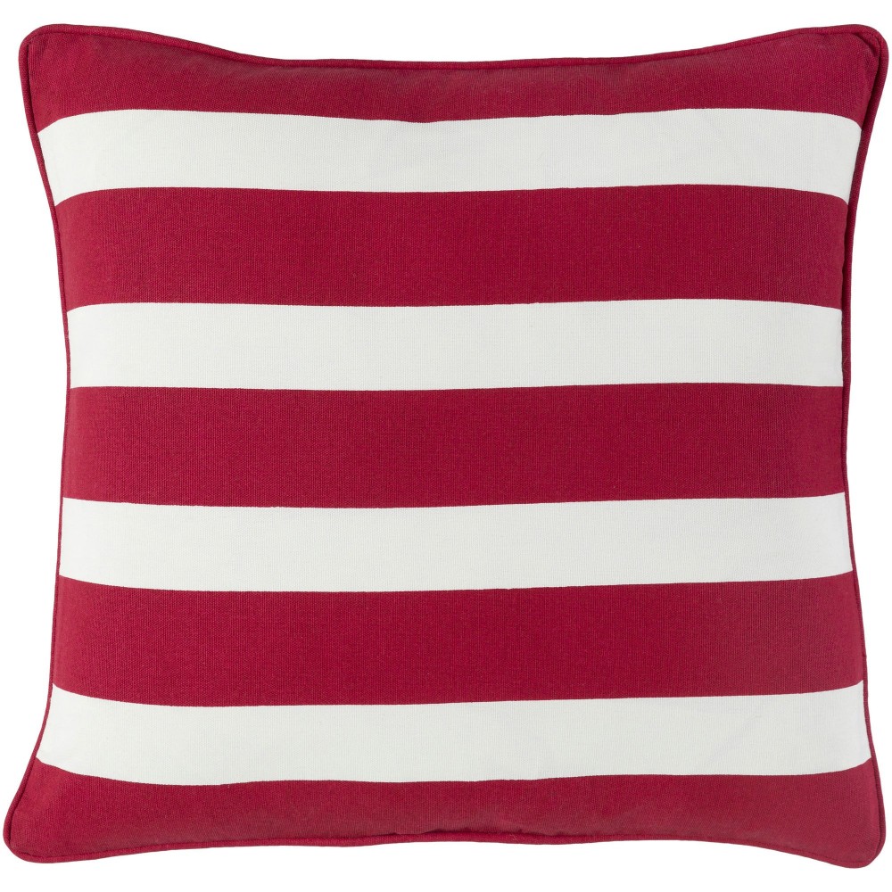 Surya Holiday Red Pillow Shell With Down Insert 18"H X 18"W