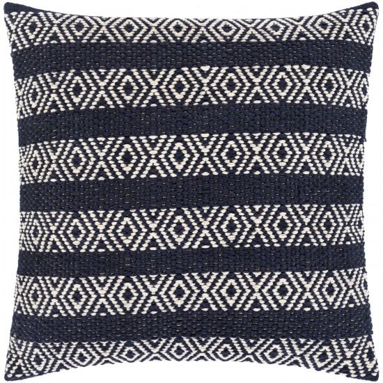 Surya Ibiza Dark Blue Pillow Shell With Down Insert 18"H X 18"W