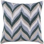 Surya Ikat Chevron Blue Pillow Shell With Down Insert 22"H X 22"W