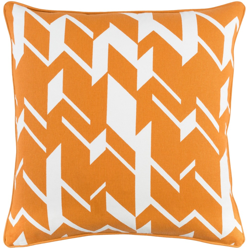 Surya Inga Orange Pillow Shell With Down Insert 18"H X 18"W Surya Inga Orange Pillow Shell With Down Insert 18"H X 18"W