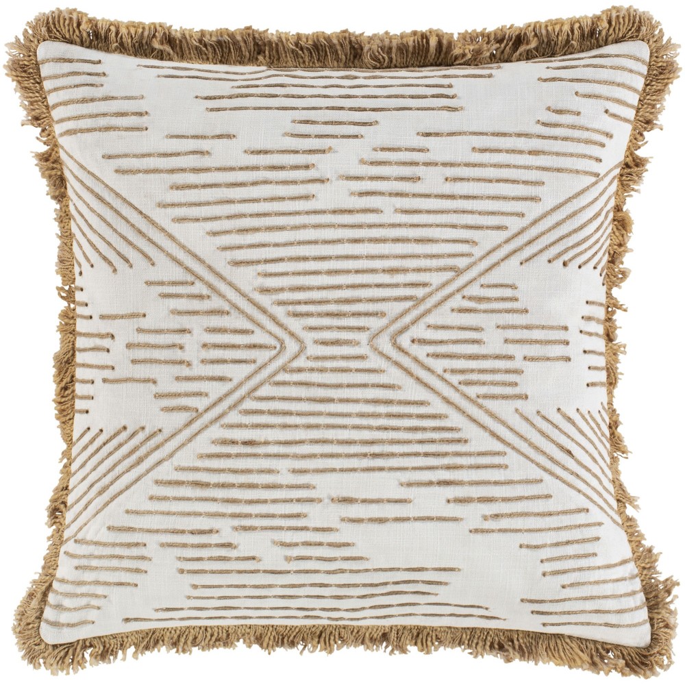 Surya Jahari Cream Pillow Shell With Polyester Insert 18"H X 18"W Surya Jahari Cream Pillow Shell With Polyester Insert 18"H X 18"W