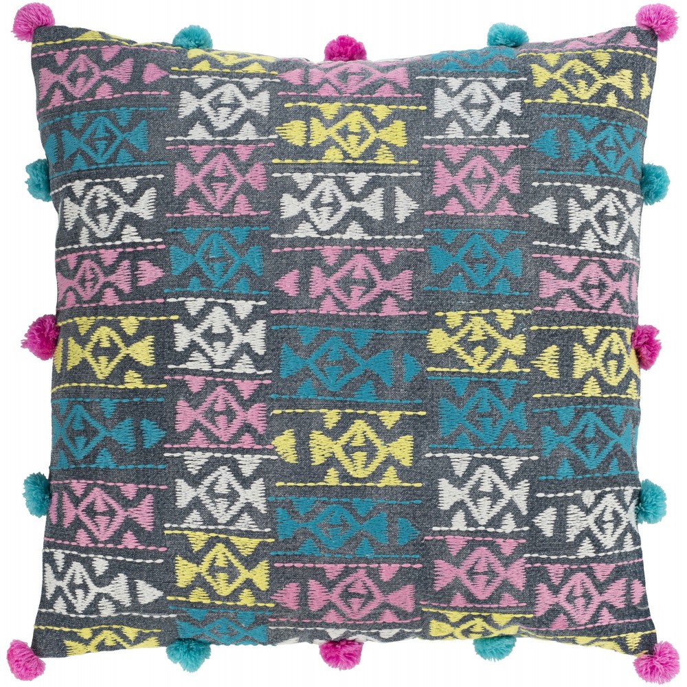 Surya Kiko Kko-002 Aqua Pillow Shell With Down Insert 20"H X 20"W Surya Kiko Kko-002 Aqua Pillow Shell With Down Insert 20"H X 20"W
