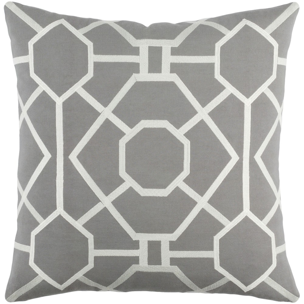 Surya Kingdom Gray Pillow Shell With Down Insert 18"H X 18"W Surya Kingdom Gray Pillow Shell With Down Insert 18"H X 18"W