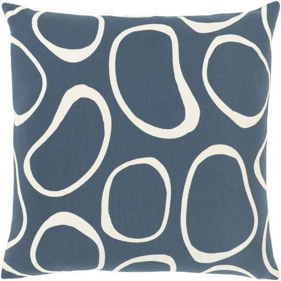 Surya Lachen Dark Blue Pillow Shell With Down Insert 18"H X 18"W