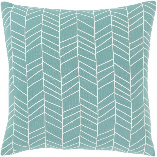 Surya Lachen Teal Pillow Shell With Down Insert 18"H X 18"W