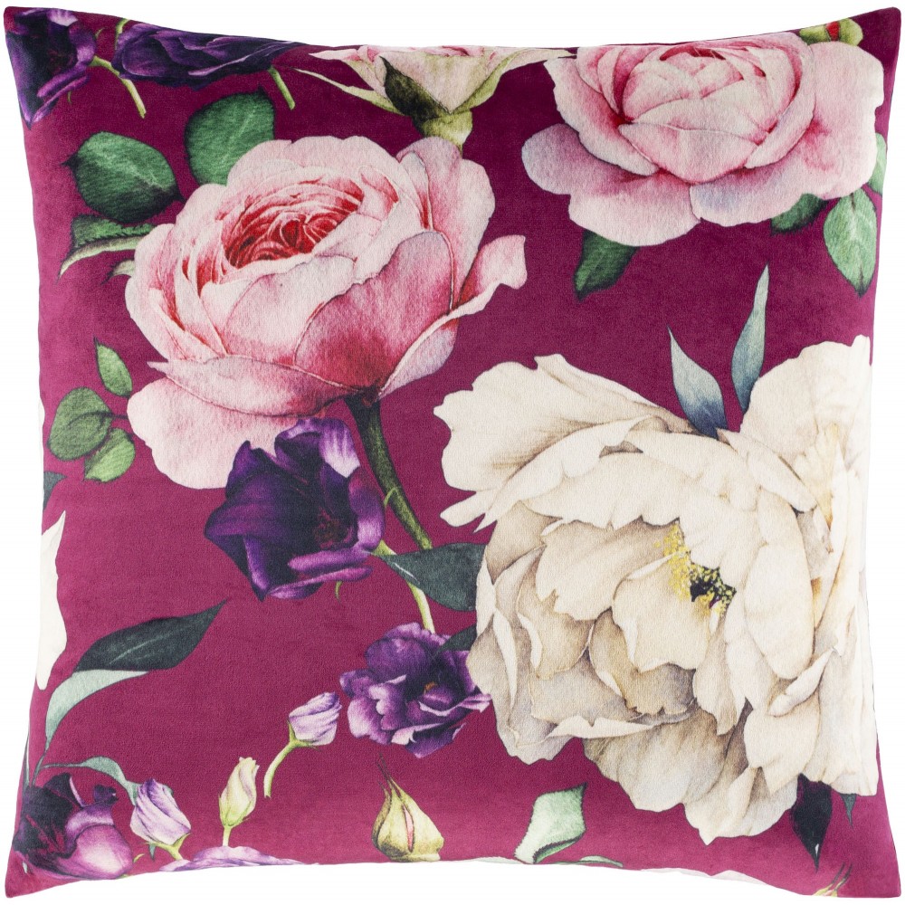 Surya Leilani Burgundy Pillow Shell With Polyester Insert 20"H X 20"W Surya Leilani Burgundy Pillow Shell With Polyester Insert 20"H X 20"W