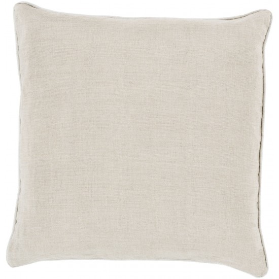 Surya Linen Piped Cream Pillow Shell With Polyester Insert 22"H X 22"W