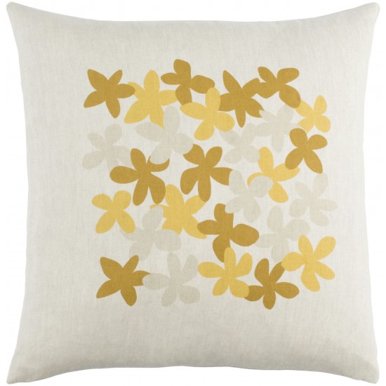 Surya Little Flower Mustard Pillow Shell With Down Insert 20"H X 20"W