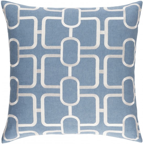 Surya Lockhart Blue Pillow Shell With Down Insert 18"H X 18"W