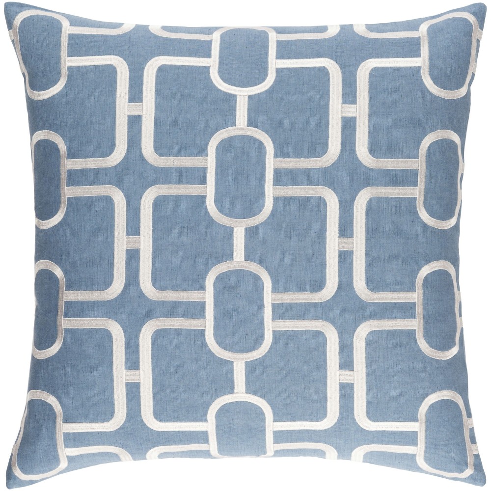 Surya Lockhart Blue Pillow Shell With Down Insert 18"H X 18"W