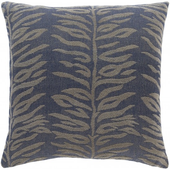 Surya Madagascar Ink Blue Pillow Shell With Down Insert 18"H X 18"W