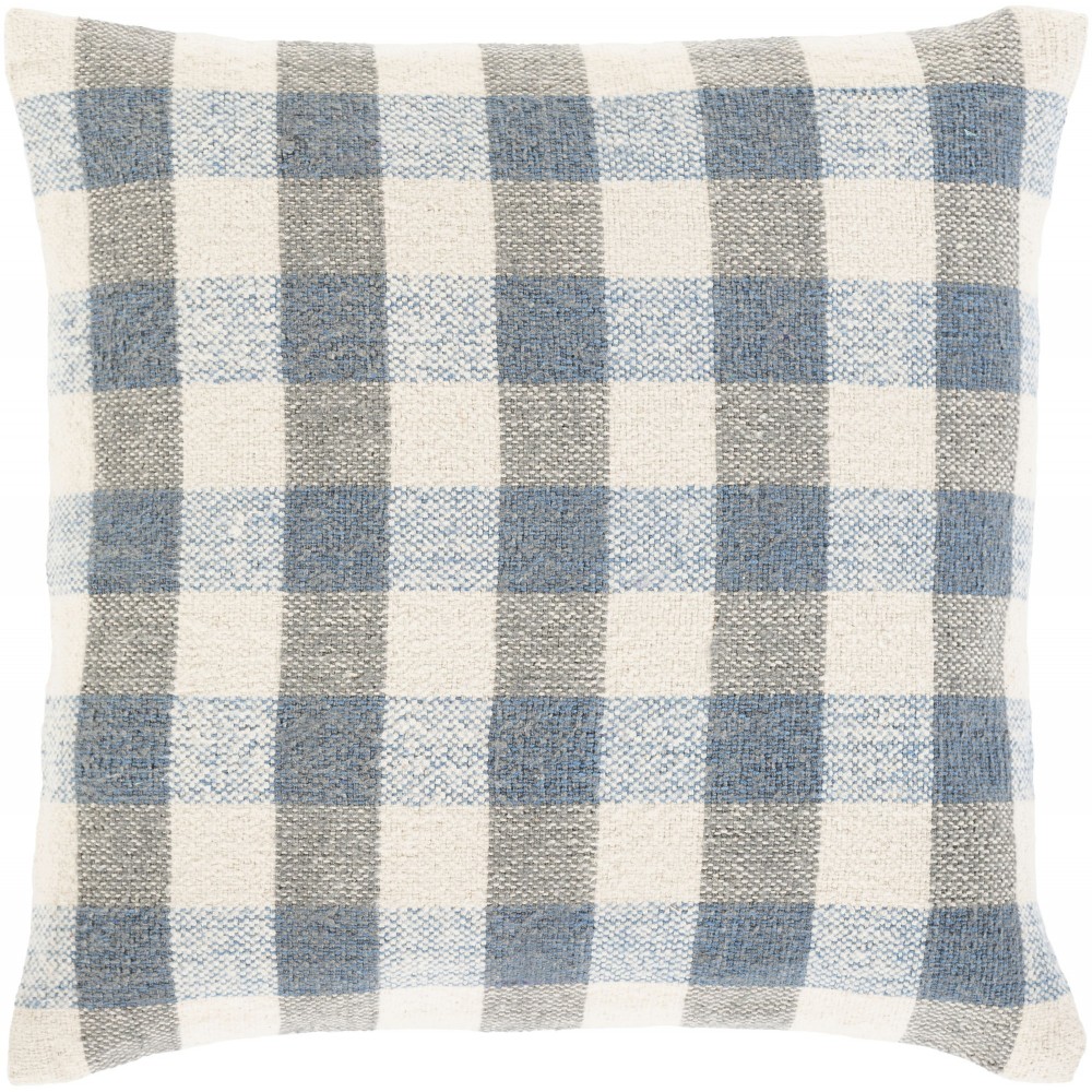 Surya Malcom Blue Pillow Shell With Polyester Insert 20"H X 20"W Surya Malcom Blue Pillow Shell With Polyester Insert 20"H X 20"W