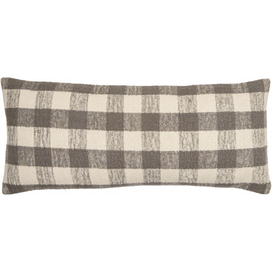 Surya Malcom Charcoal Pillow Shell With Down Insert 12"H X 30"W