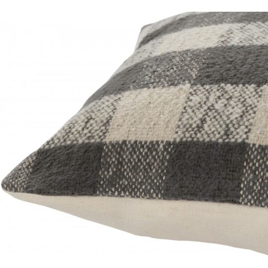 Surya Malcom Charcoal Pillow Shell With Down Insert 12"H X 30"W