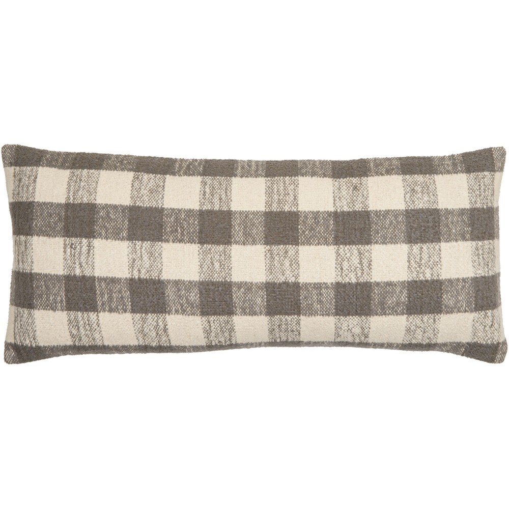 Surya Malcom Charcoal Pillow Shell With Polyester Insert 12"H X 30"W