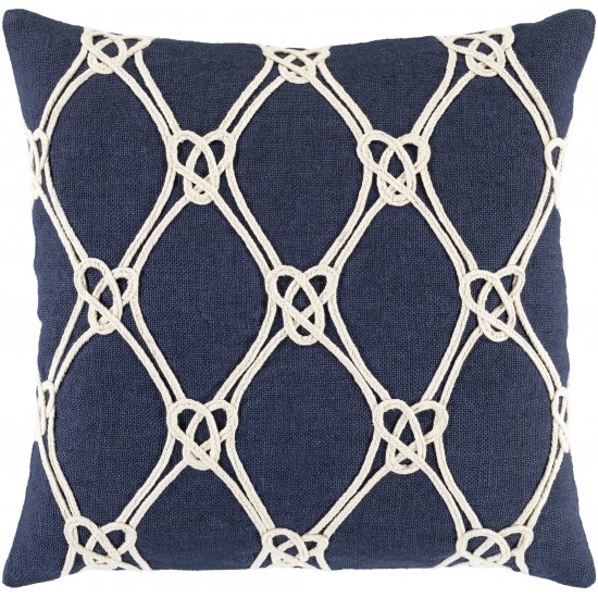 Surya Marion Navy Pillow Shell With Down Insert 20"H X 20"W