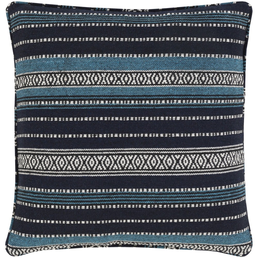Surya Maya Dark Blue Pillow Shell With Down Insert 18"H X 18"W