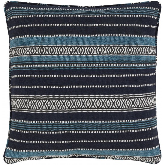 Surya Maya Dark Blue Pillow Shell With Polyester Insert 18"H X 18"W