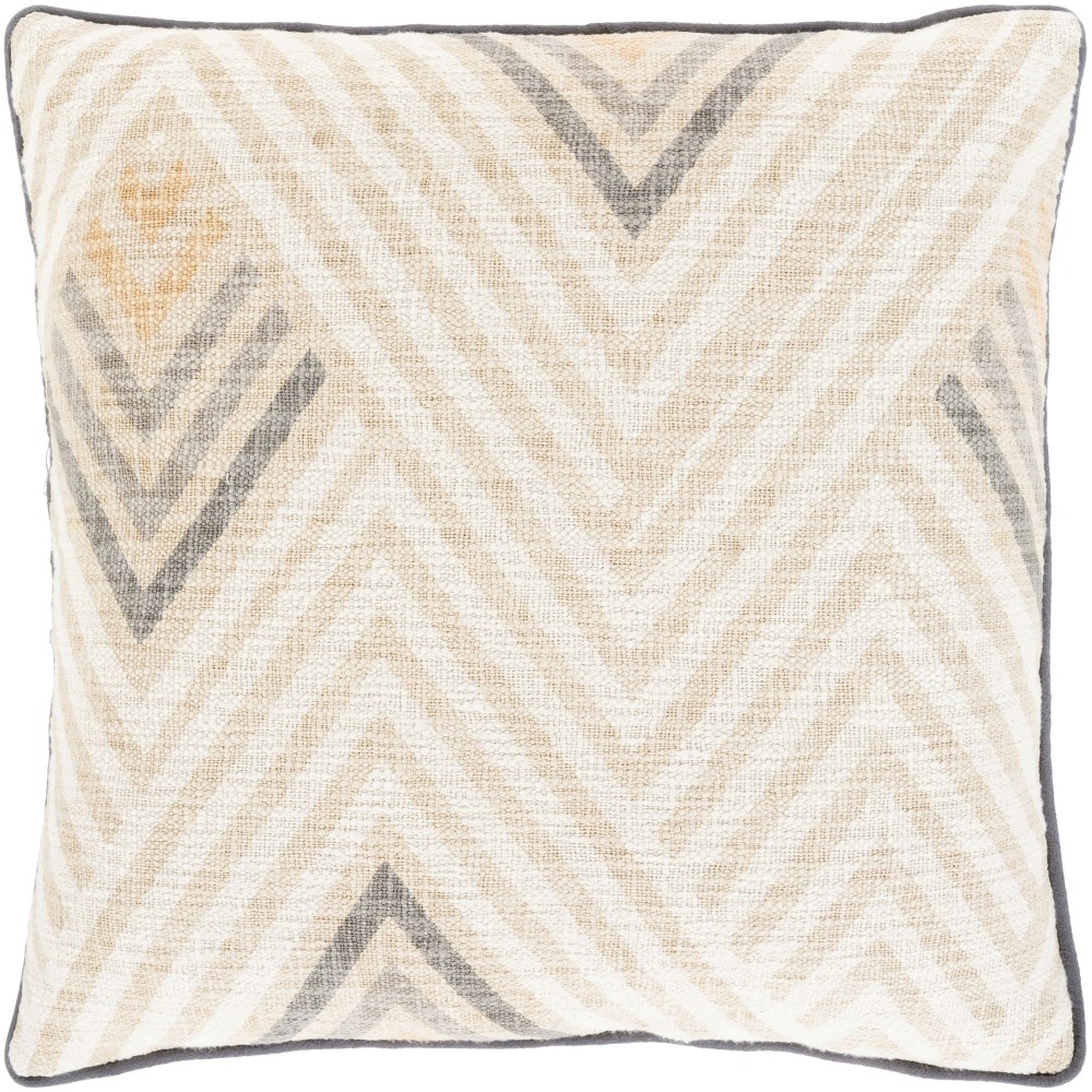 Surya Mila Beige Pillow Shell With Down Insert 18"H X 18"W