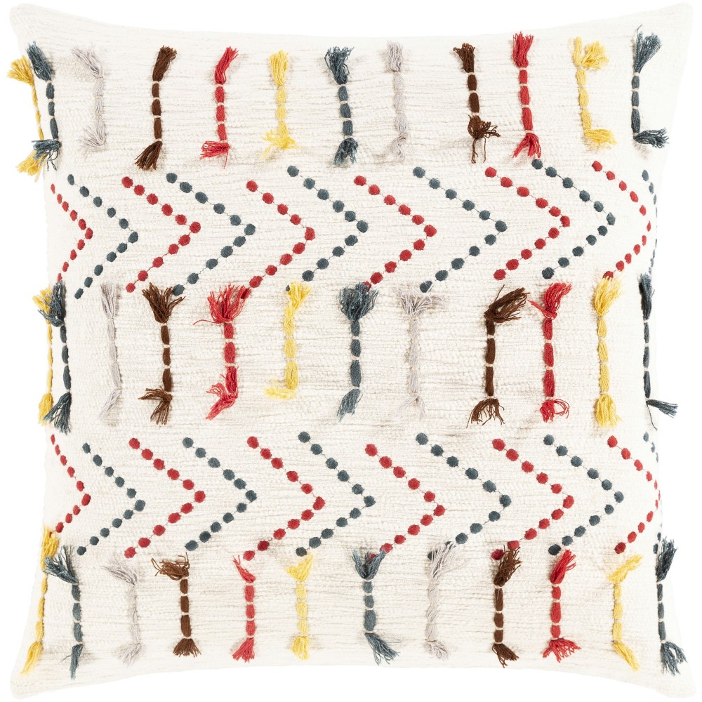 Surya Minka Red Pillow Shell With Polyester Insert 18"H X 18"W Surya Minka Red Pillow Shell With Polyester Insert 18"H X 18"W