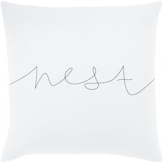 Surya Motto Mtt-001 White Pillow Shell With Polyester Insert 22"H X 22"W