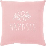 Surya Motto Pink Pillow Shell With Down Insert 18"H X 18"W