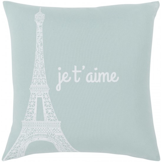 Surya Motto Mtt-007 Pale Blue Pillow Shell With Down Insert 18"H X 18"W