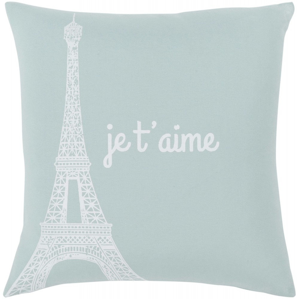 Surya Motto Mtt-007 Pale Blue Pillow Shell With Polyester Insert 18"H X 18"W