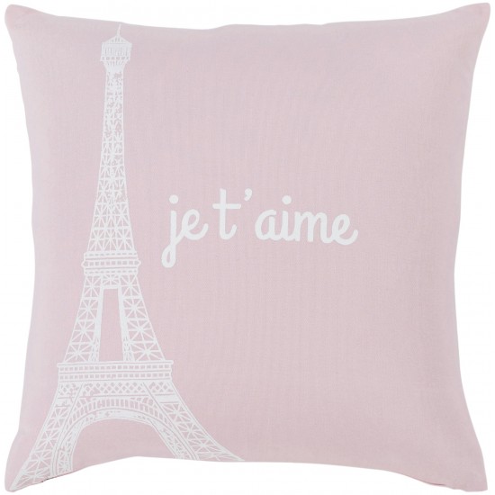 Surya Motto Pale Pink Pillow Shell With Down Insert 18"H X 18"W