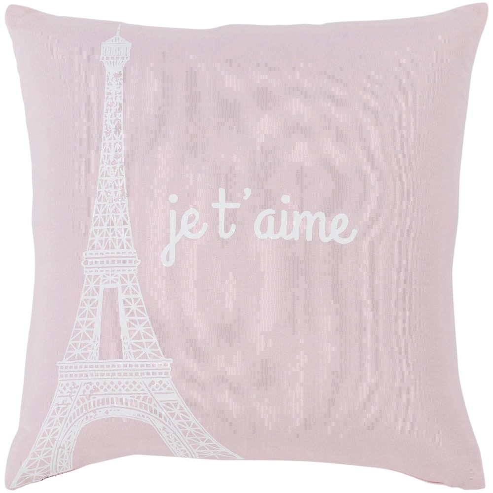 Surya Motto Pale Pink Pillow Shell With Polyester Insert 20"H X 20"W