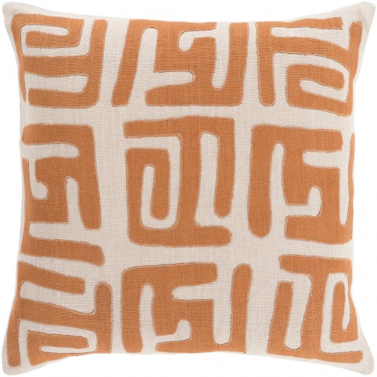 Surya Nairobi Tan Pillow Shell With Down Insert 18"H X 18"W