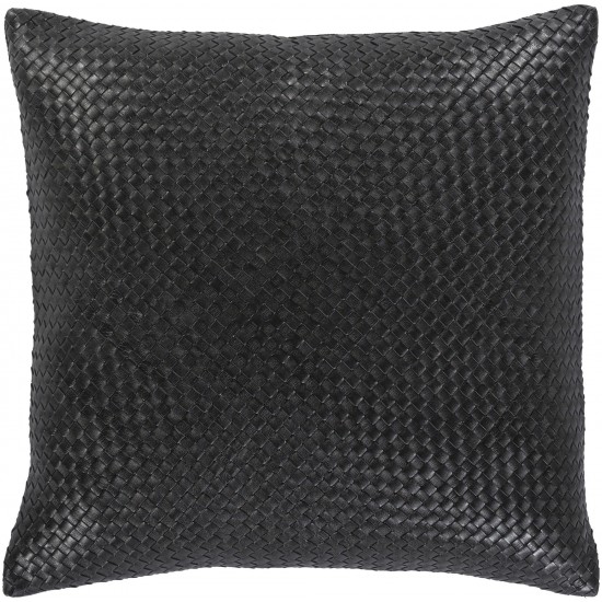 Surya Onyx Black Pillow Shell With Down Insert 20"H X 20"W