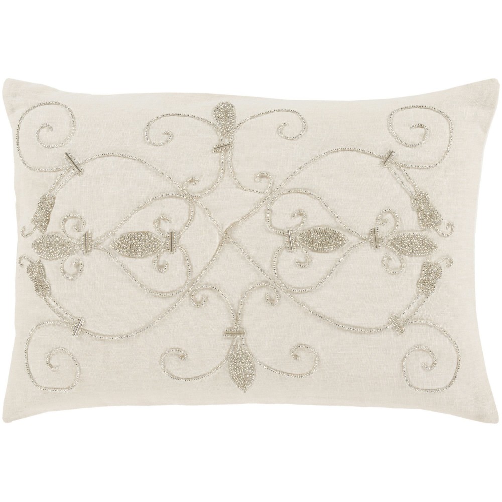 Surya Pauline Ivory Pillow Shell With Down Insert 13"H X 19"W