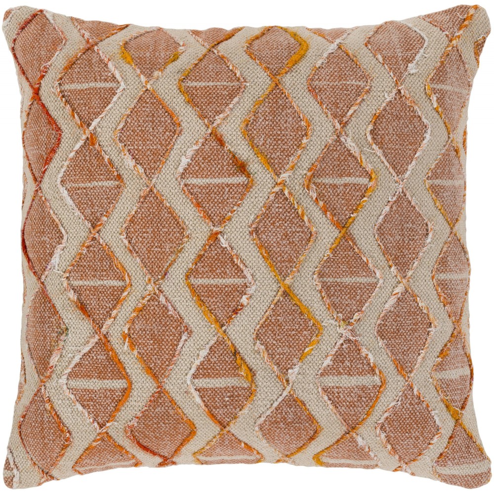 Surya Peya Light Beige Pillow Shell With Polyester Insert 20"H X 20"W