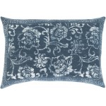 Surya Porcha Dark Blue Pillow Shell With Down Insert 16"H X 24"W