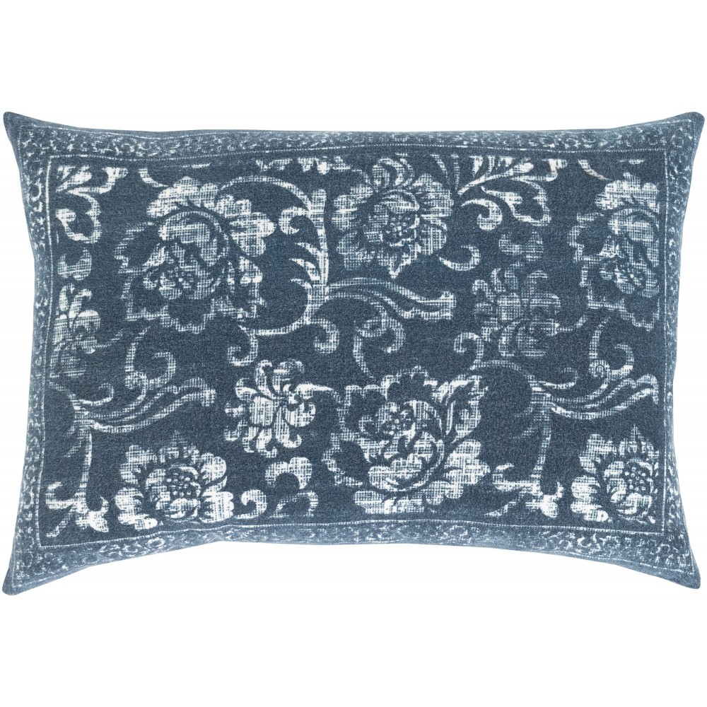 Surya Porcha Dark Blue Pillow Shell With Down Insert 16"H X 24"W