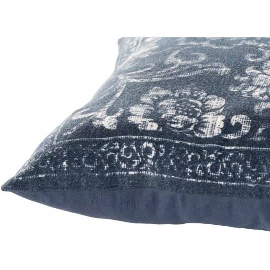 Surya Porcha Dark Blue Pillow Shell With Down Insert 16"H X 24"W