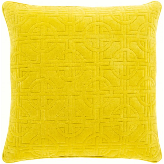 Surya Qcv-003 Mustard Pillow Shell With Down Insert 18"H X 18"W