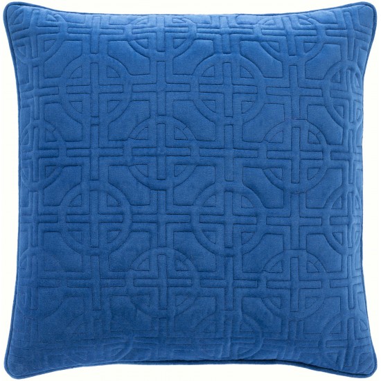 Surya Qcv-005 Blue Pillow Shell With Down Insert 18"H X 18"W